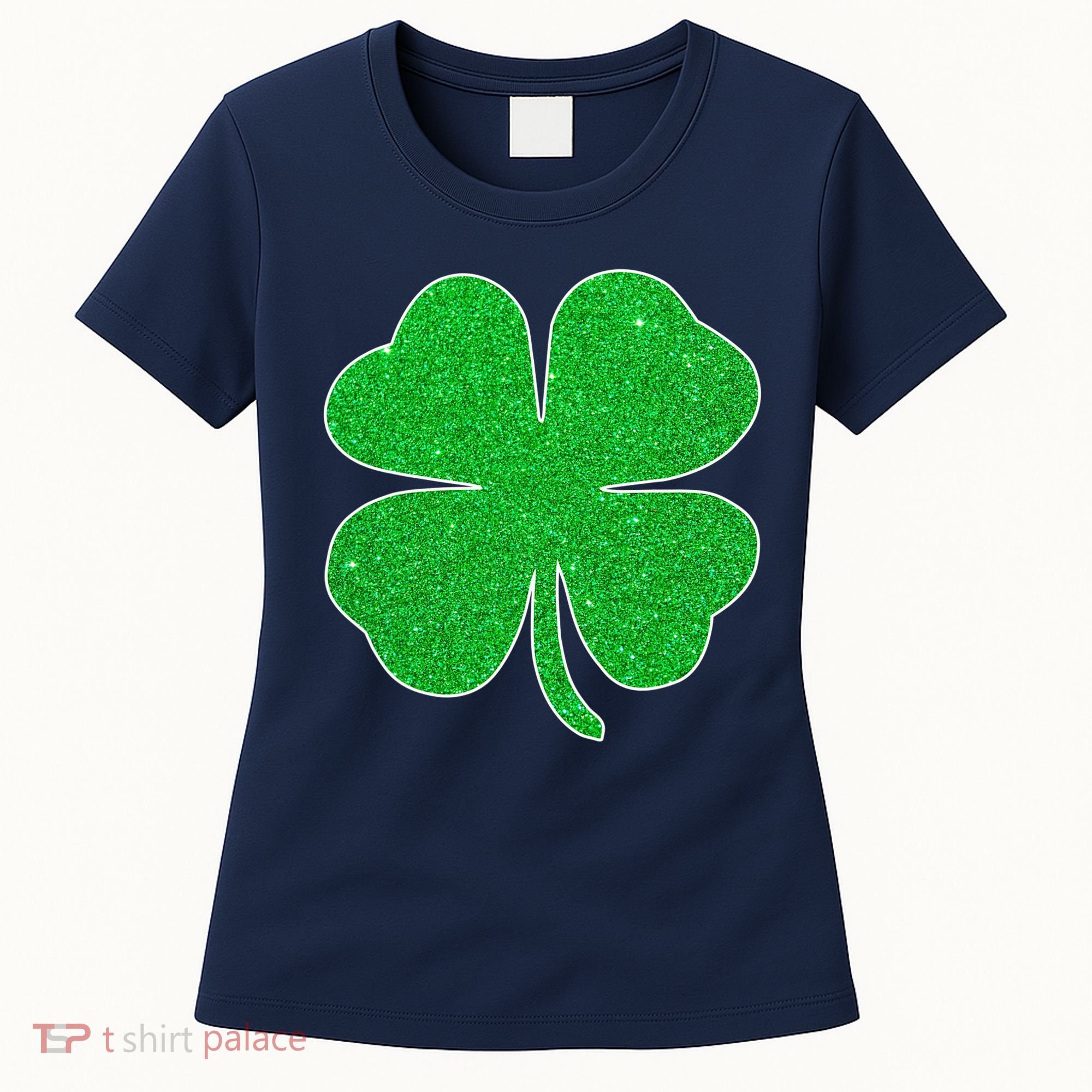 St. Patrick's Day Green Glitter Clover Shamrock Women's T-Shirt