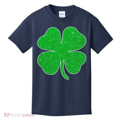St. Patrick's Day Green Glitter Clover Shamrock Kids T-Shirt
