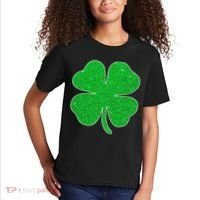 St. Patrick's Day Green Glitter Clover Shamrock Kids T-Shirt thumb 2