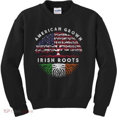 St Patricks Day, American Grown Irish Roots 9 Kids Sweatshirt