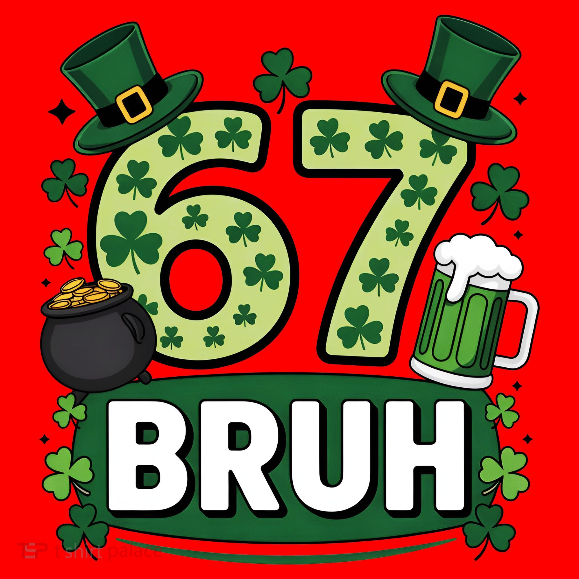 St Patrick’s Day 67 Bruh Viral Meme 6-7 Santa Hat