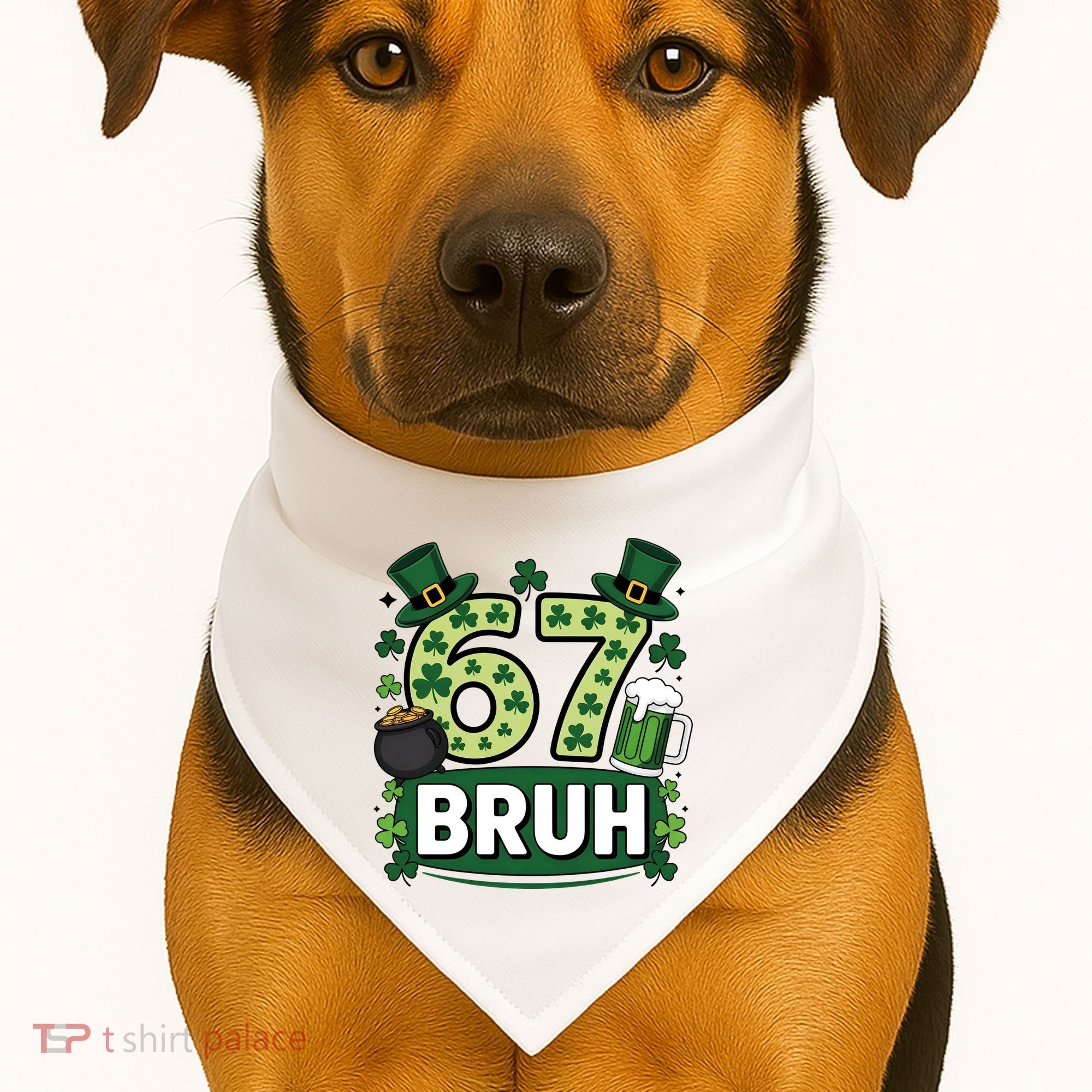 St Patrick’s Day 67 Bruh Viral Meme 6-7 USA-Made Doggie Bandana