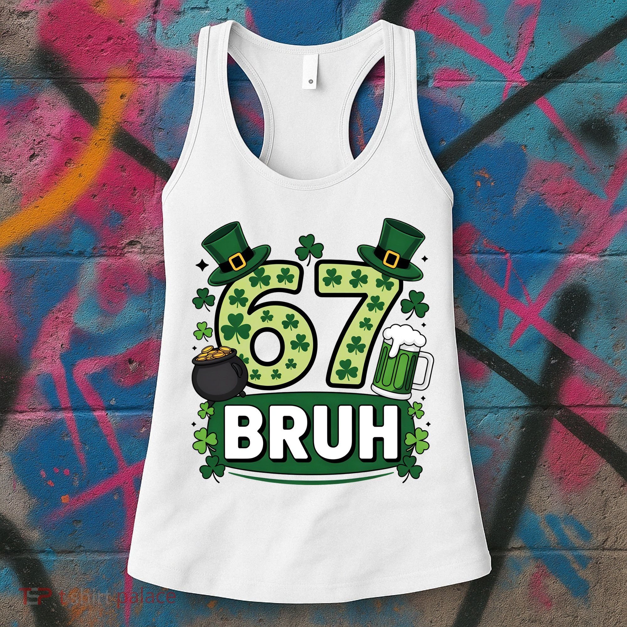 St Patrick’s Day 67 Bruh Viral Meme 6-7 Women's Tank Top