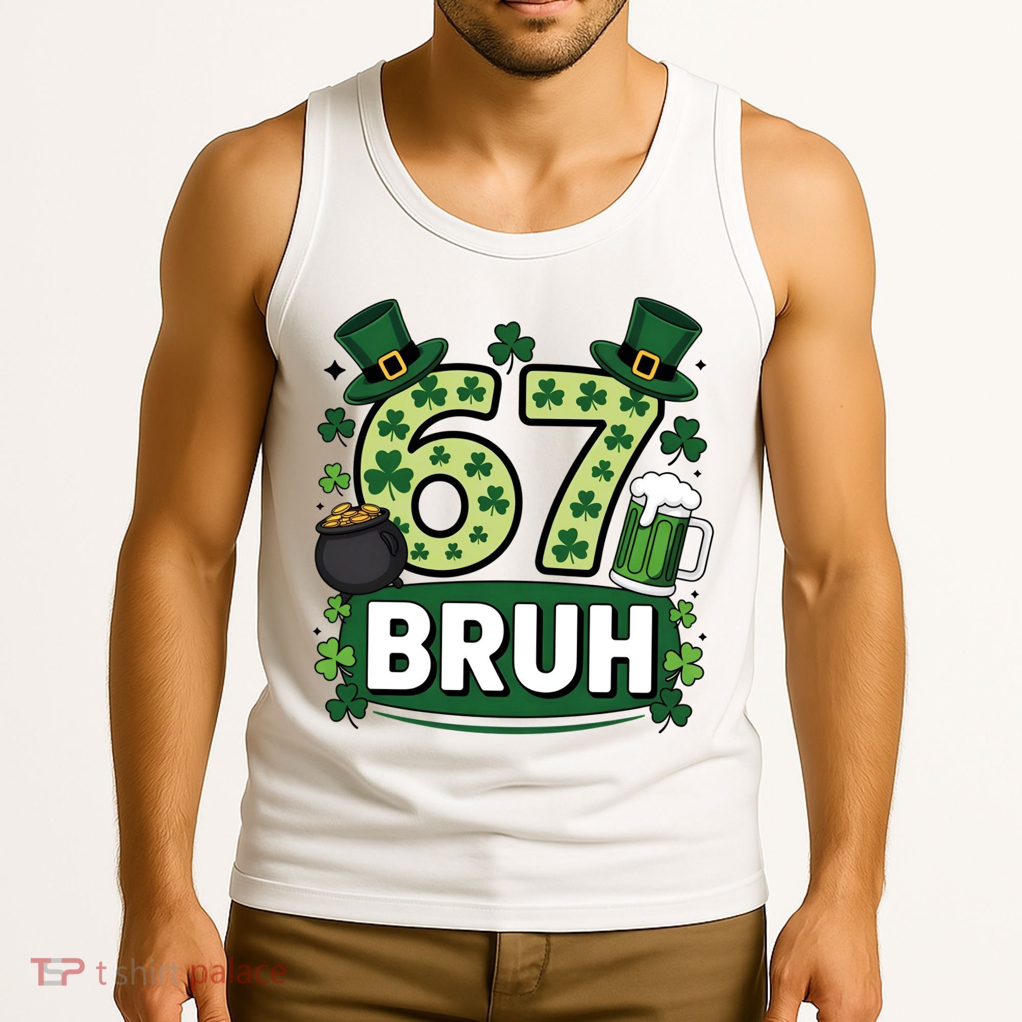 St Patrick’s Day 67 Bruh Viral Meme 6-7 Tank Top