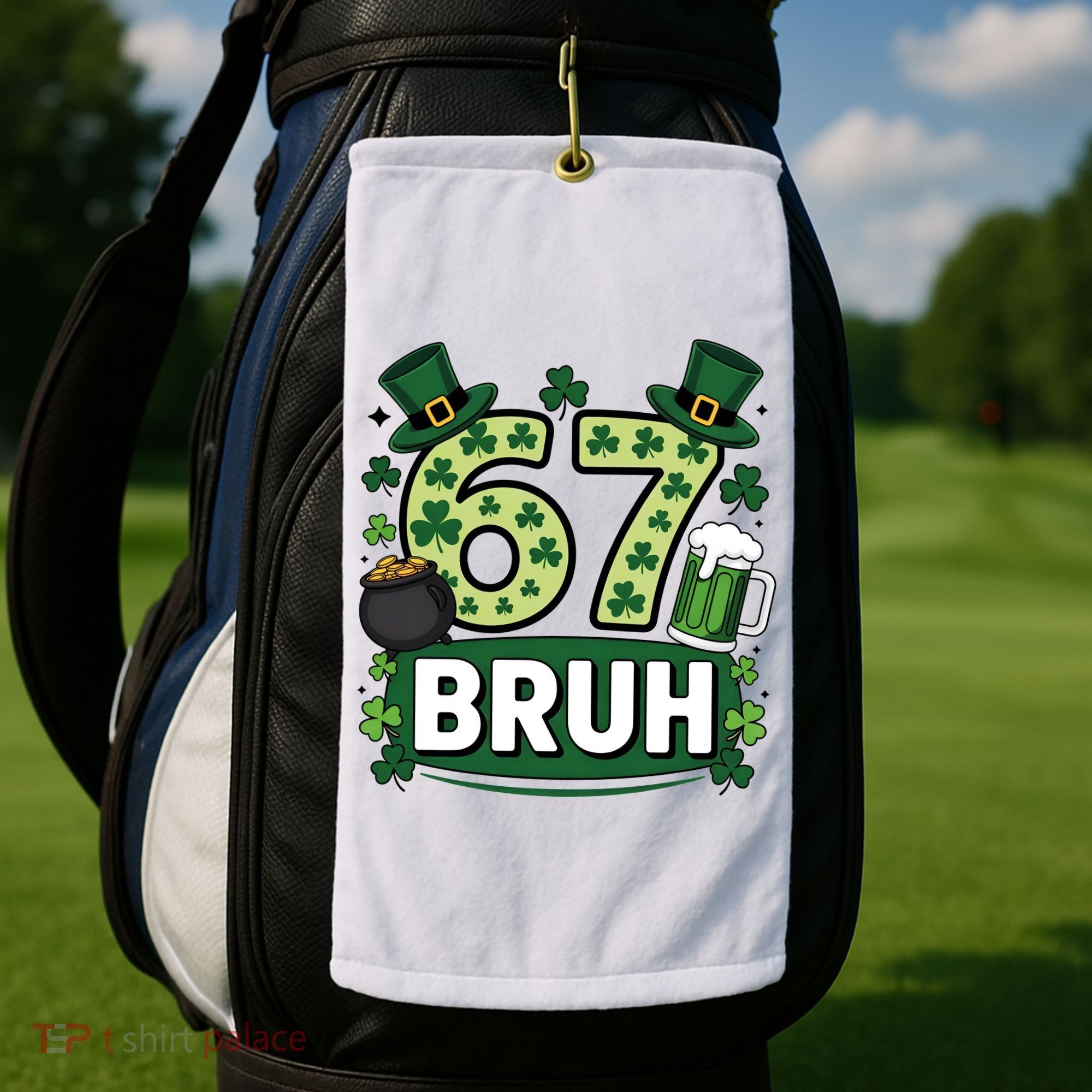 St Patrick’s Day 67 Bruh Viral Meme 6-7 Golf Towel