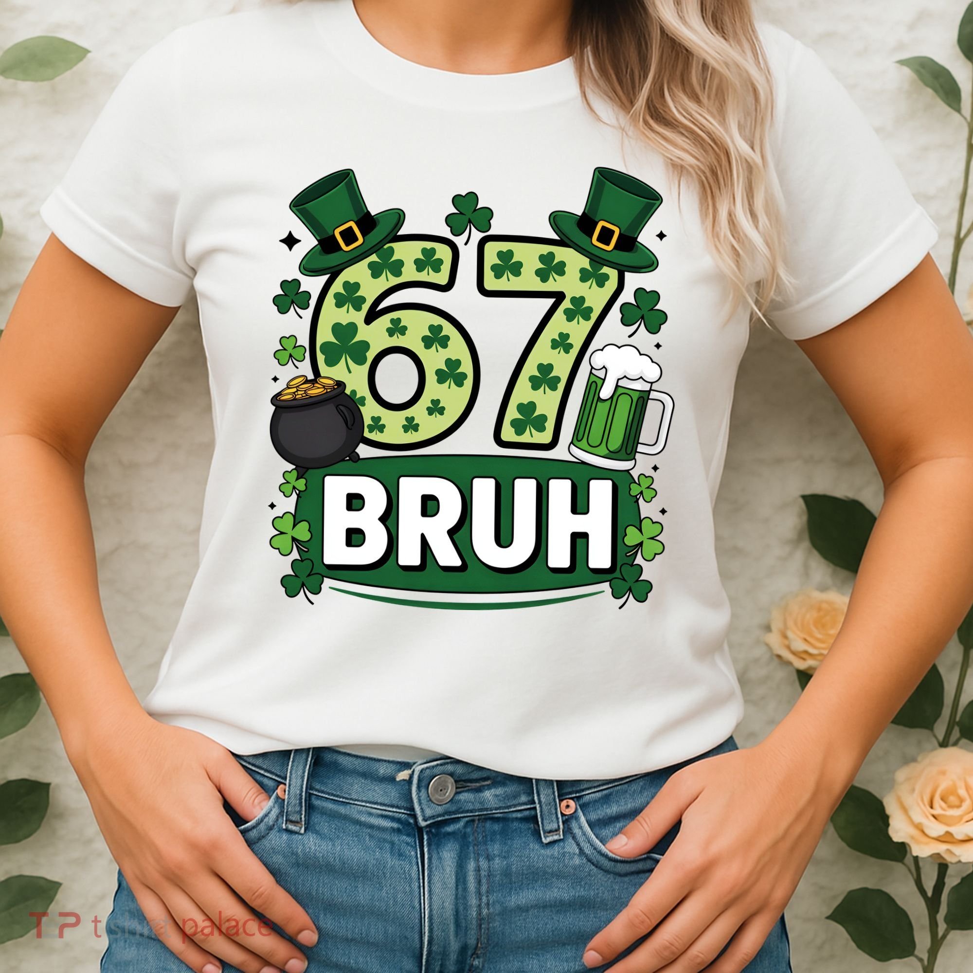 St Patrick’s Day 67 Bruh Viral Meme 6-7 Women's T-Shirt