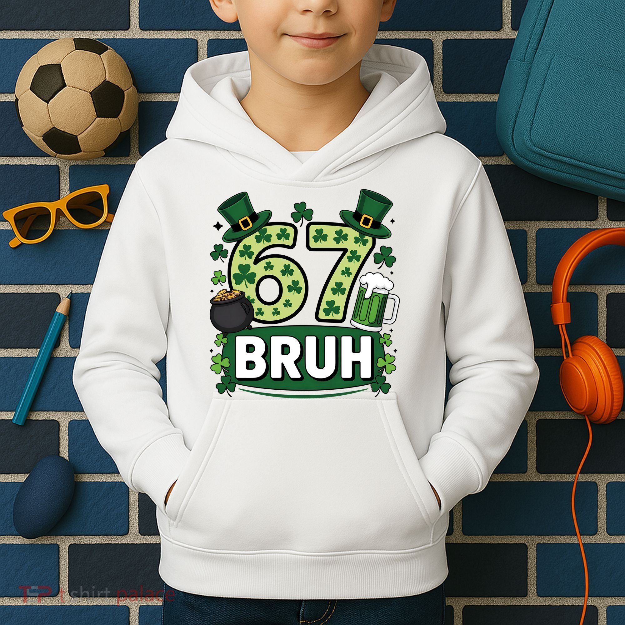 St Patrick’s Day 67 Bruh Viral Meme 6-7 Kids Hoodie
