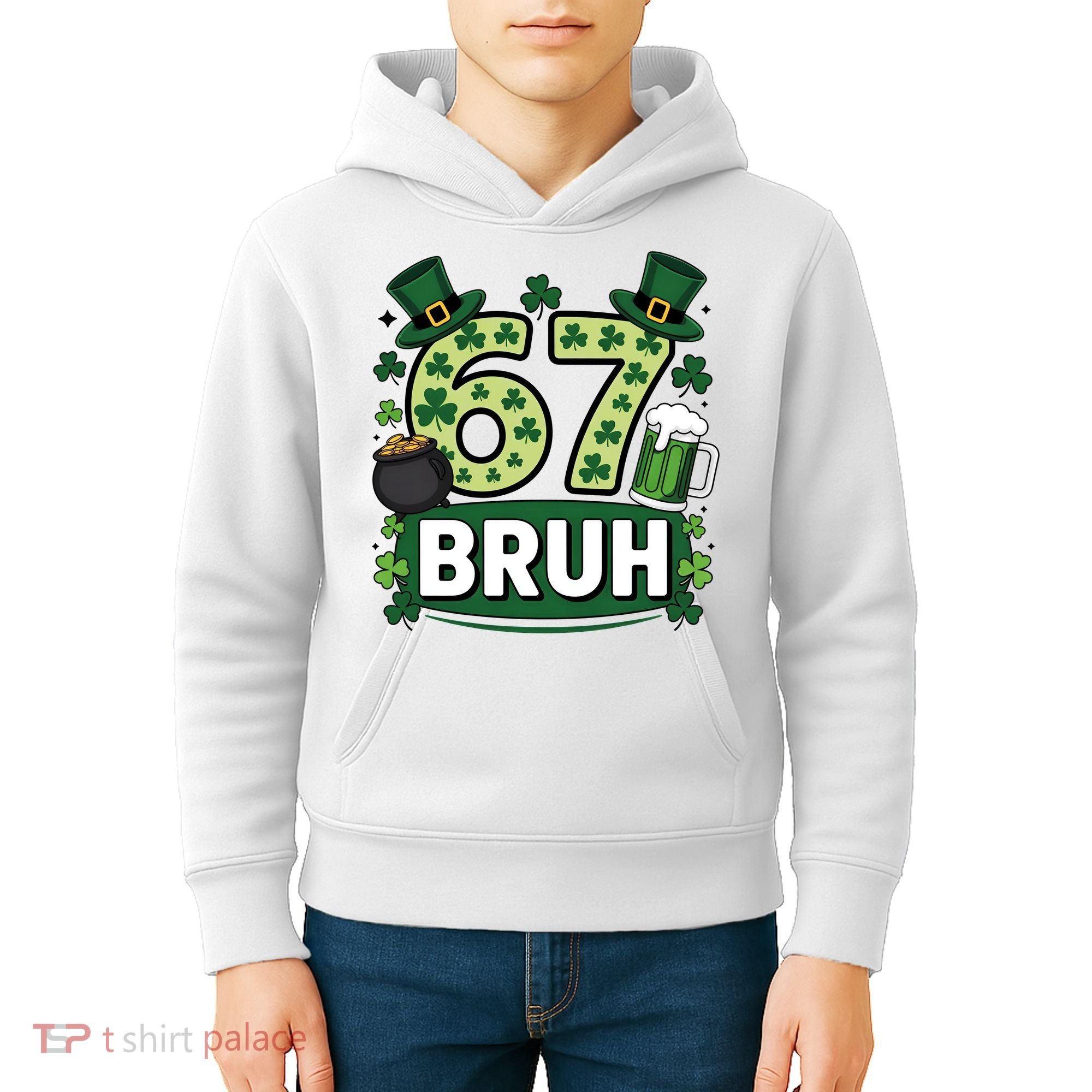 St Patrick’s Day 67 Bruh Viral Meme 6-7 Kids Hoodie