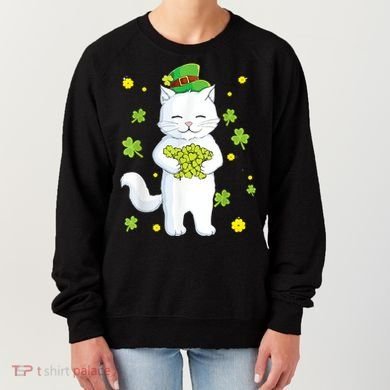 St Patrick's Day Cat Leprechaun Cat Lover Shamrock Women's Sweatshirt