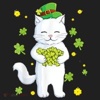 St Patrick's Day Cat Leprechaun Cat Lover Shamrock Women's Sweatshirt thumb 2