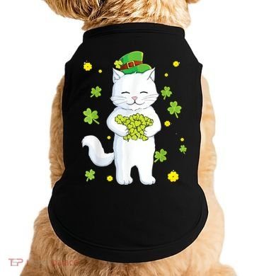 St Patrick's Day Cat Leprechaun Cat Lover Shamrock Doggie Tank