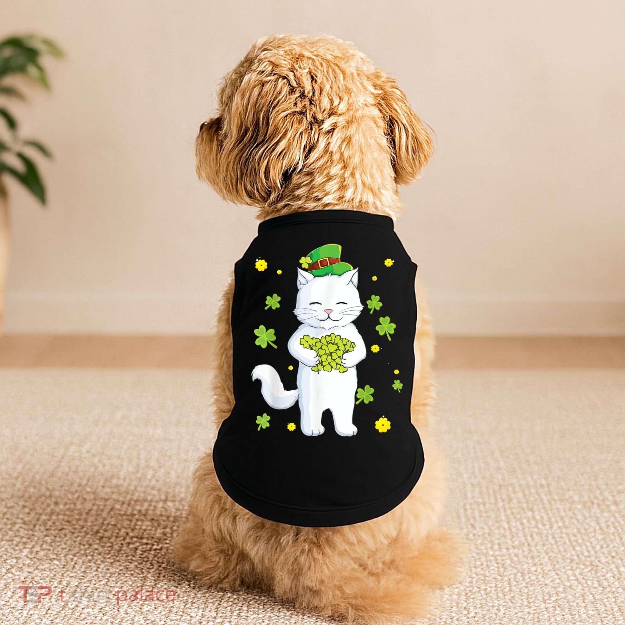 St Patrick's Day Cat Leprechaun Cat Lover Shamrock Doggie Tank