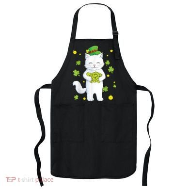 St Patrick's Day Cat Leprechaun Cat Lover Shamrock Apron