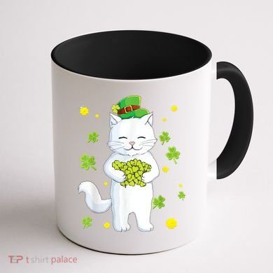 St Patrick's Day Cat Leprechaun Cat Lover Shamrock Coffee Mug back