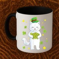 St Patrick's Day Cat Leprechaun Cat Lover Shamrock Coffee Mug thumb 2
