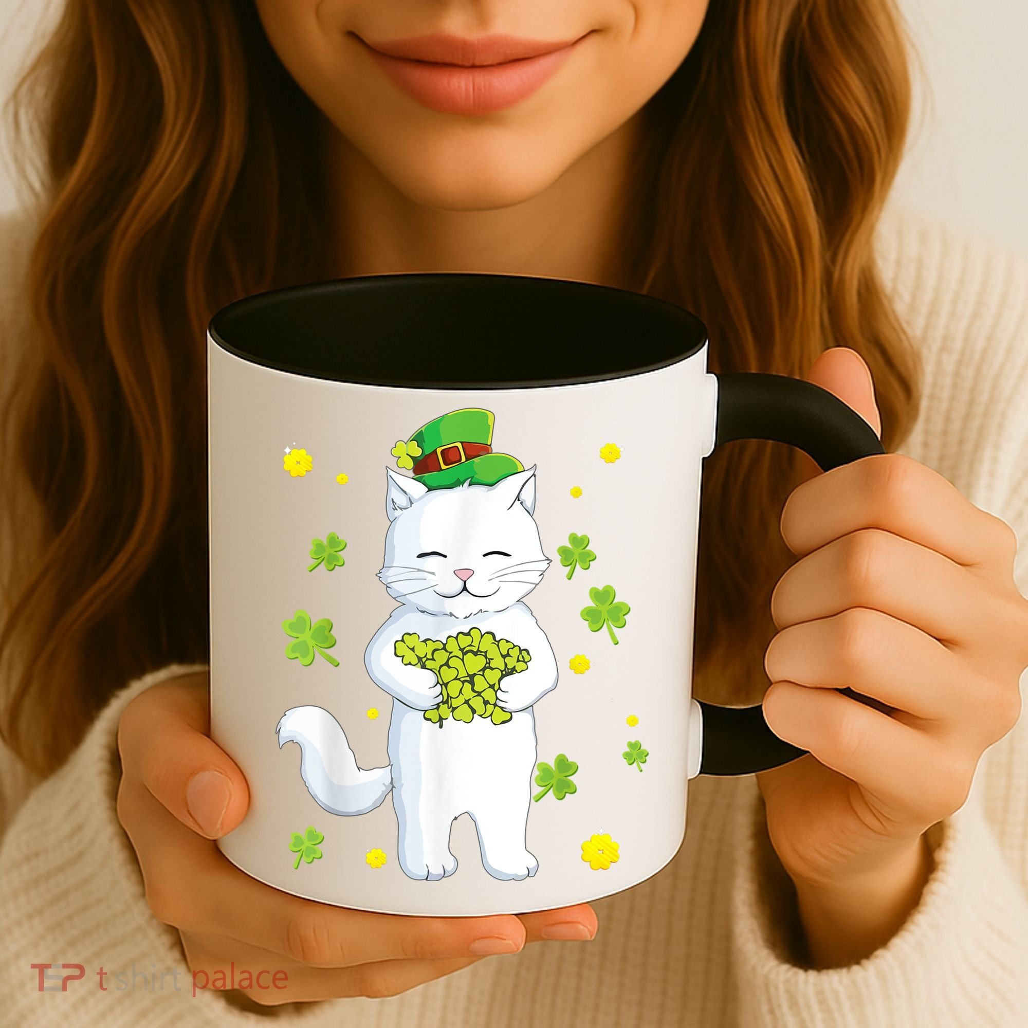 St Patrick's Day Cat Leprechaun Cat Lover Shamrock Coffee Mug