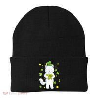 St Patrick's Day Cat Leprechaun Cat Lover Shamrock Beanie thumb 0