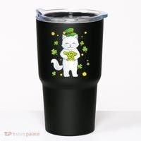 St Patrick's Day Cat Leprechaun Cat Lover Shamrock Tumbler thumb 0