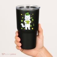 St Patrick's Day Cat Leprechaun Cat Lover Shamrock Tumbler thumb 2