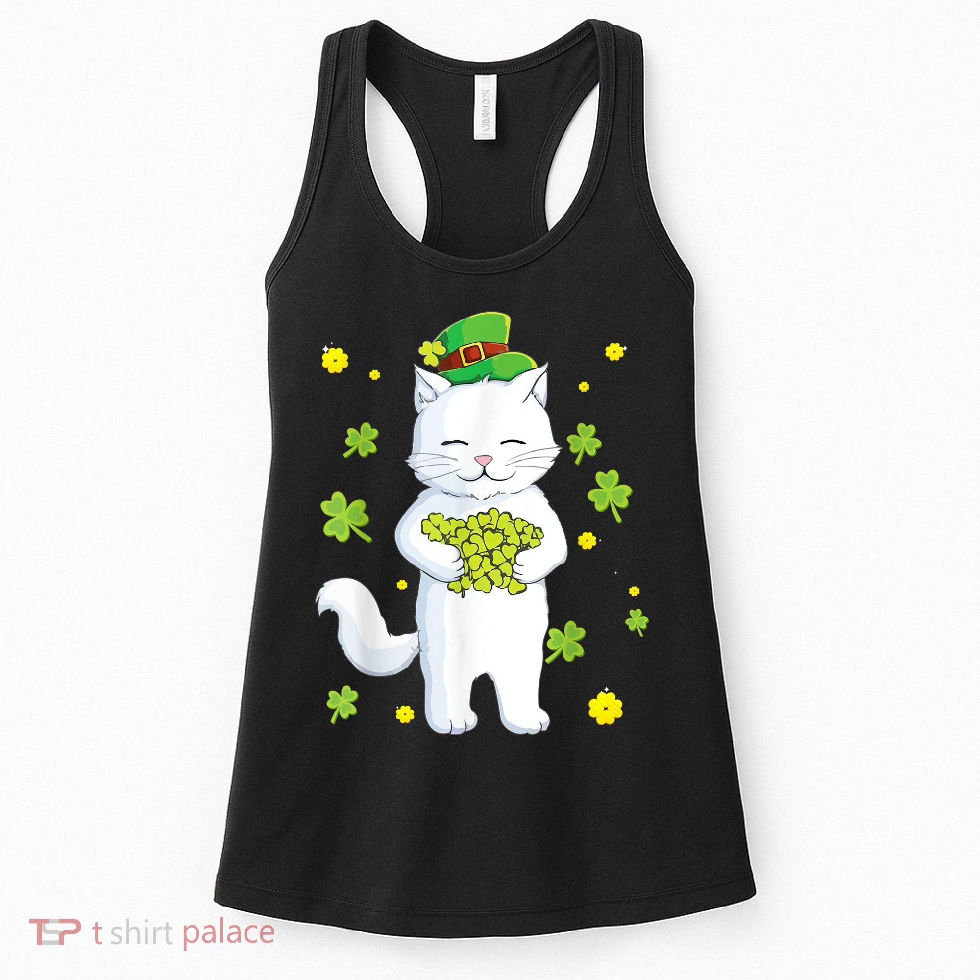 St Patrick's Day Cat Leprechaun Cat Lover Shamrock Women's Tank Top