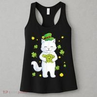 St Patrick's Day Cat Leprechaun Cat Lover Shamrock Women's Tank Top thumb 3