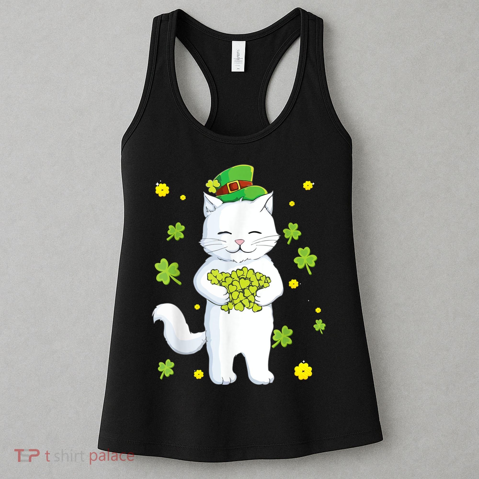St Patrick's Day Cat Leprechaun Cat Lover Shamrock Women's Tank Top