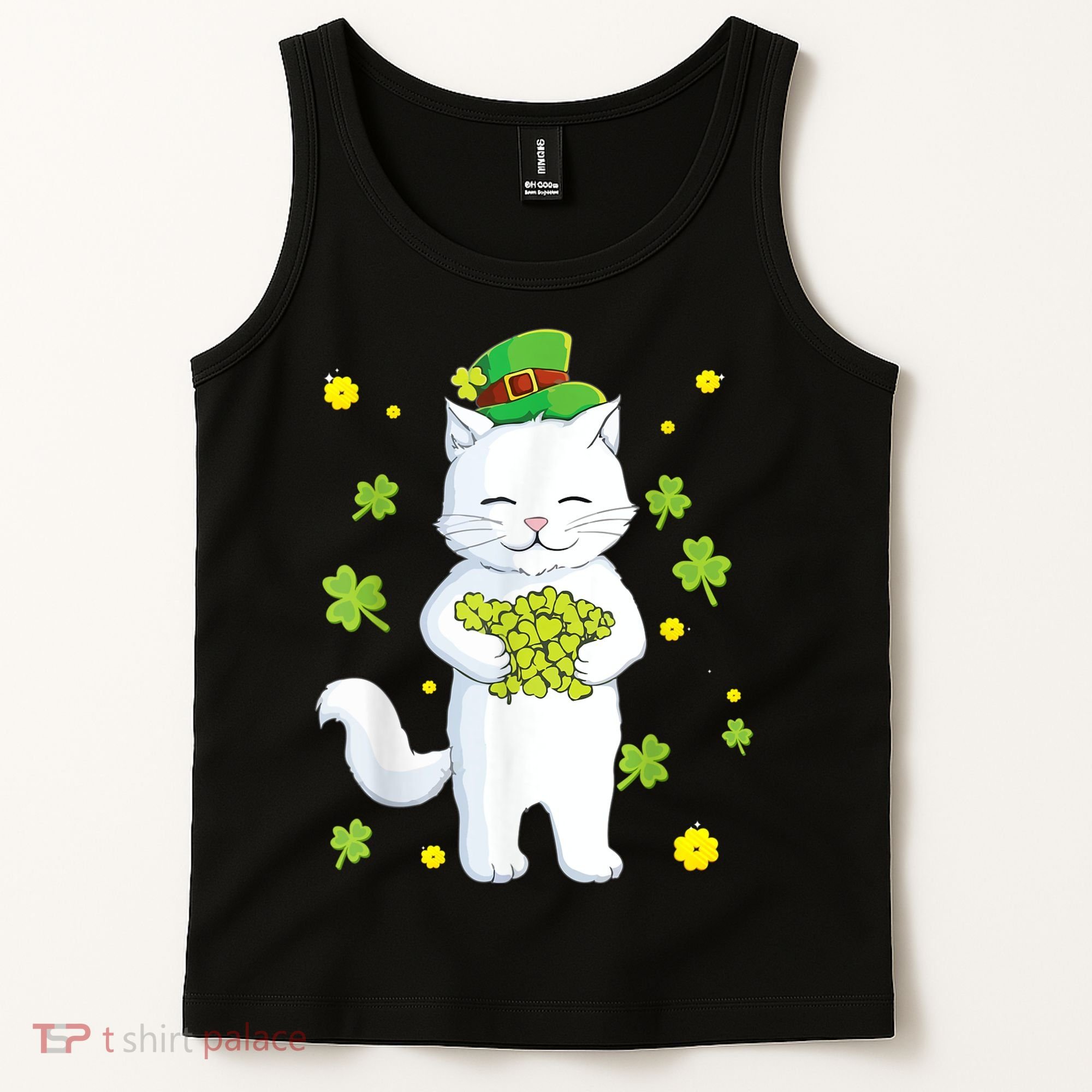 St Patrick's Day Cat Leprechaun Cat Lover Shamrock Tank Top