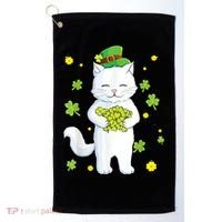 St Patrick's Day Cat Leprechaun Cat Lover Shamrock Golf Towel thumb 0