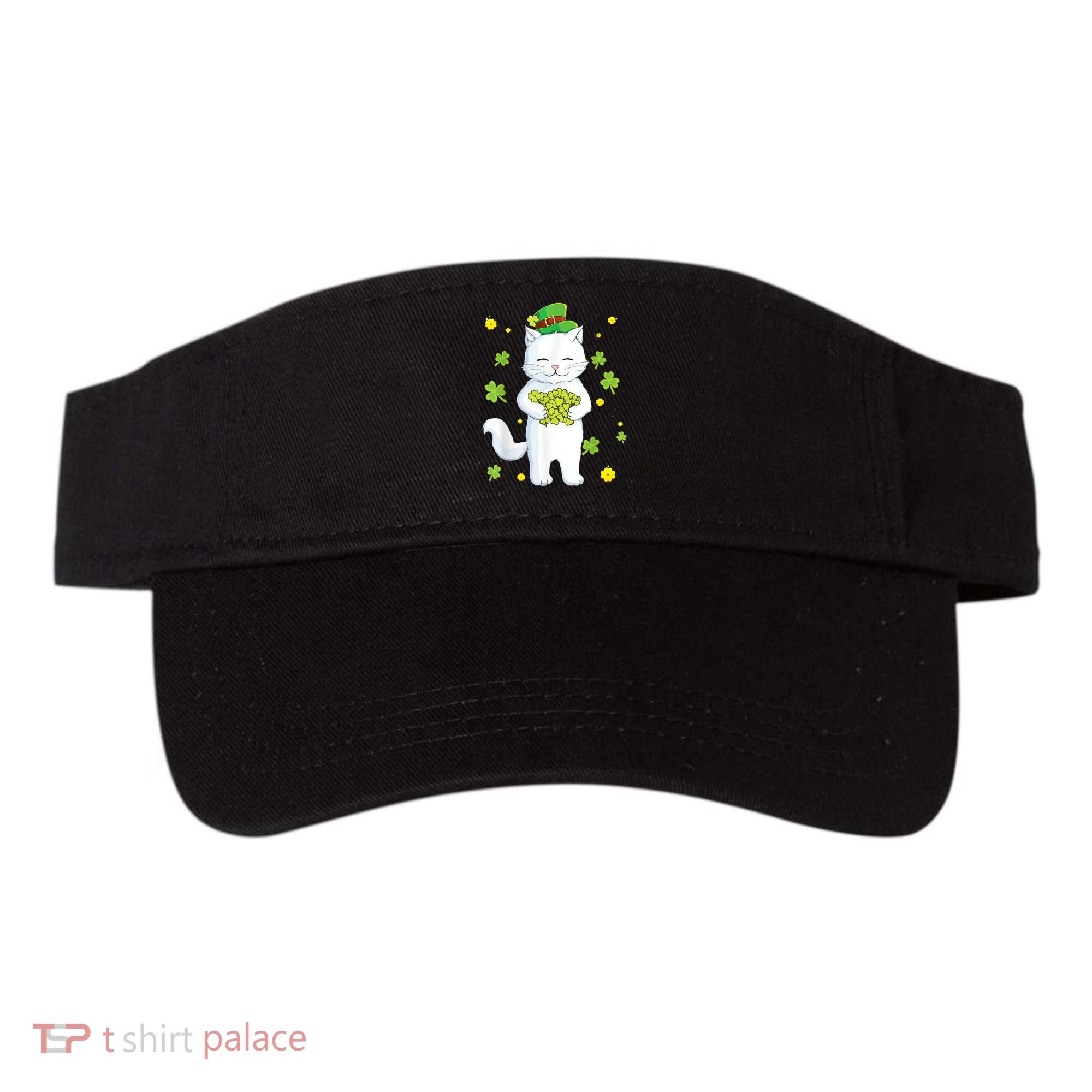 St Patrick's Day Cat Leprechaun Cat Lover Shamrock Visor