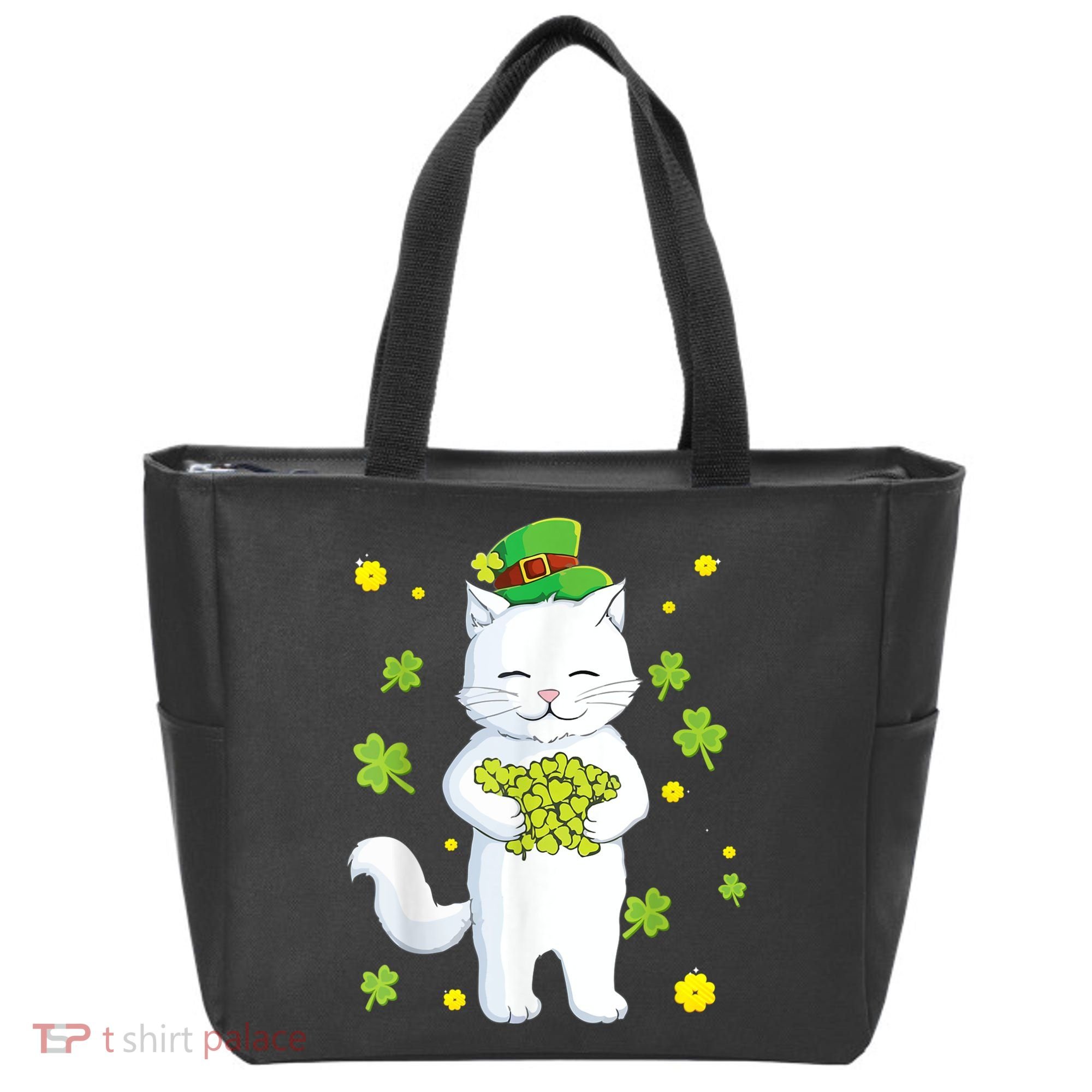 St Patrick's Day Cat Leprechaun Cat Lover Shamrock Tote Bag