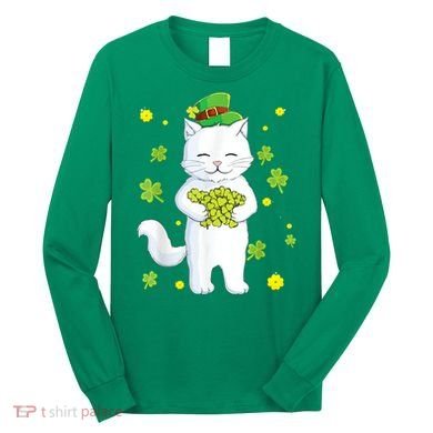 St Patrick's Day Cat Leprechaun Cat Lover Shamrock Long Sleeve Shirt