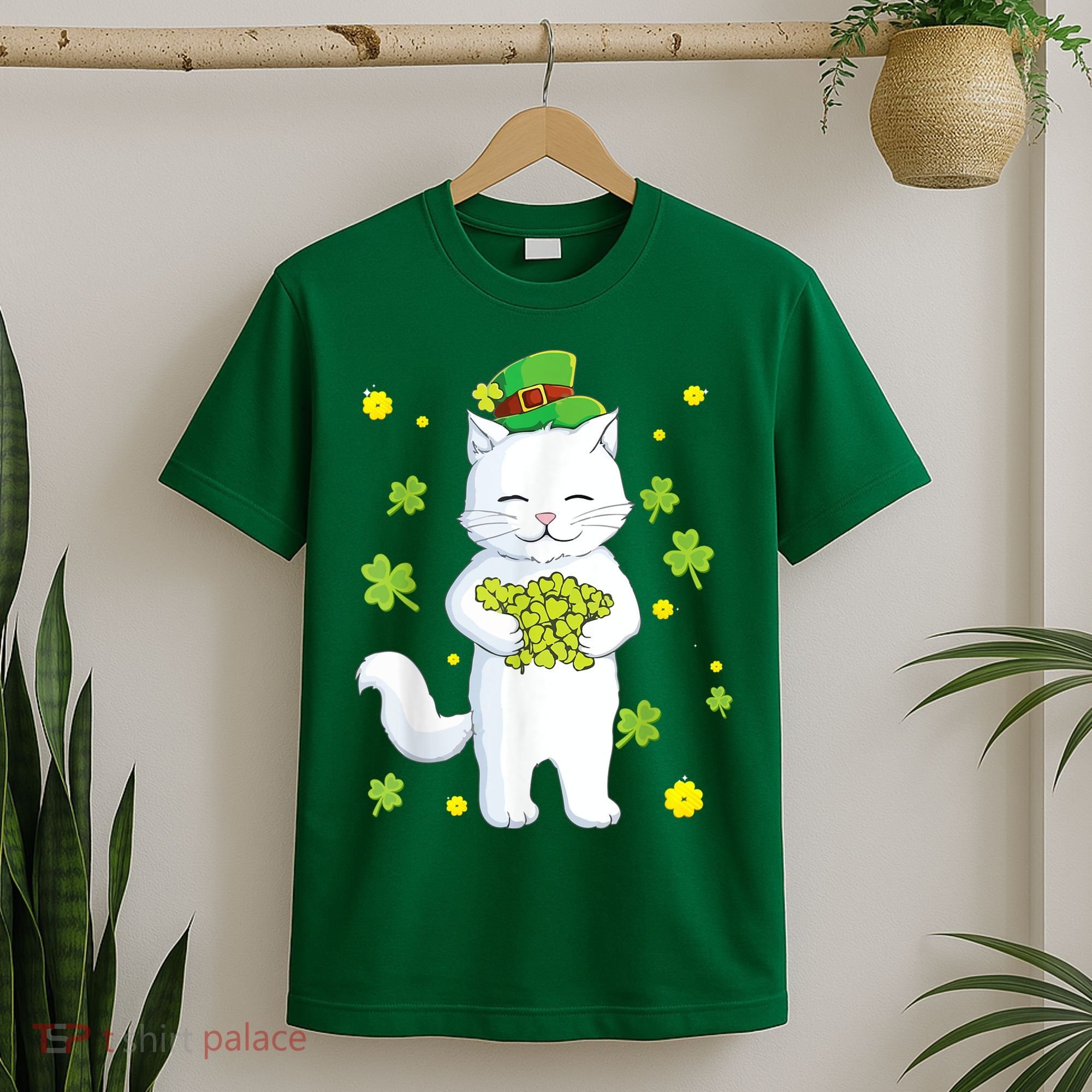 St Patrick's Day Cat Leprechaun Cat Lover Shamrock T-Shirt
