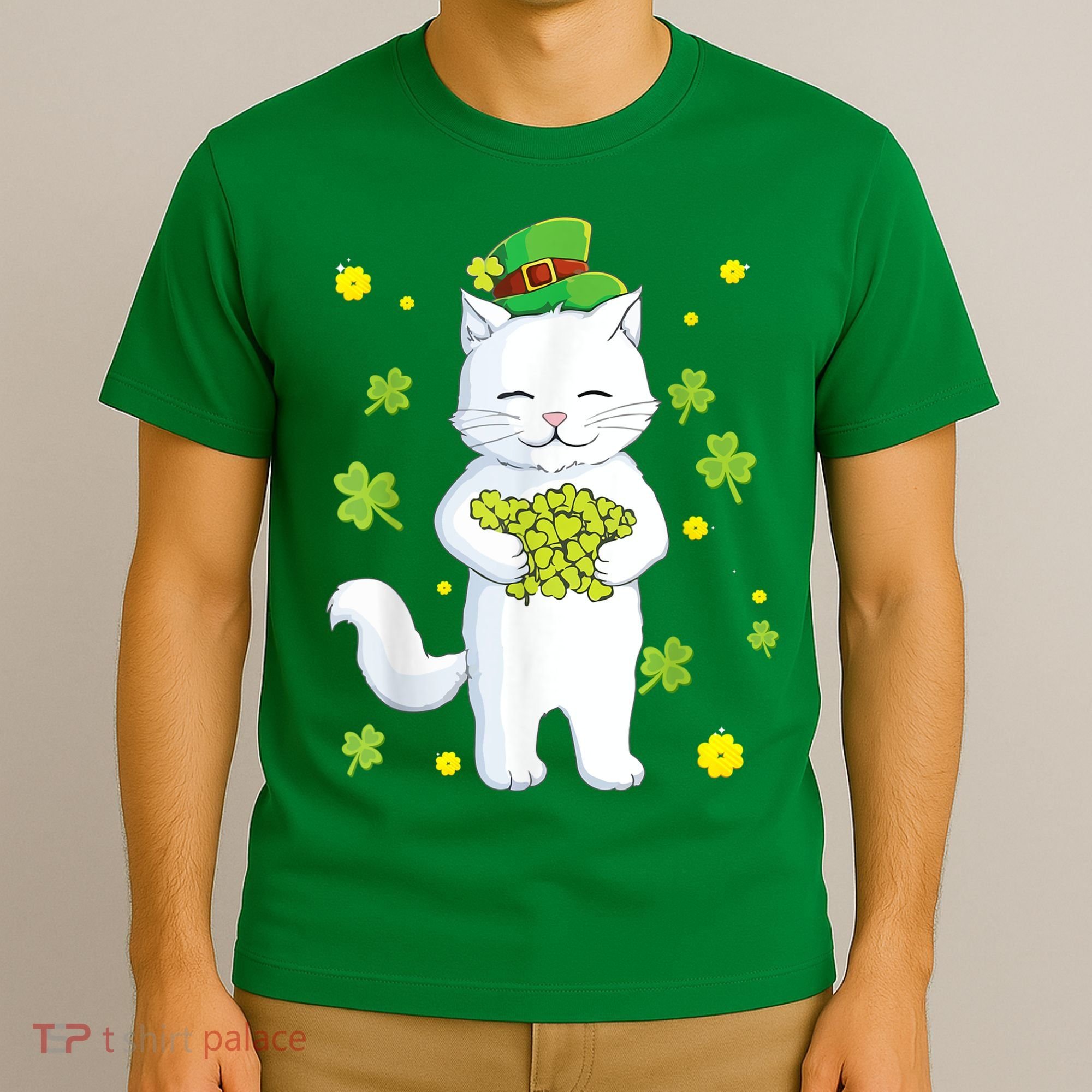 St Patrick's Day Cat Leprechaun Cat Lover Shamrock T-Shirt