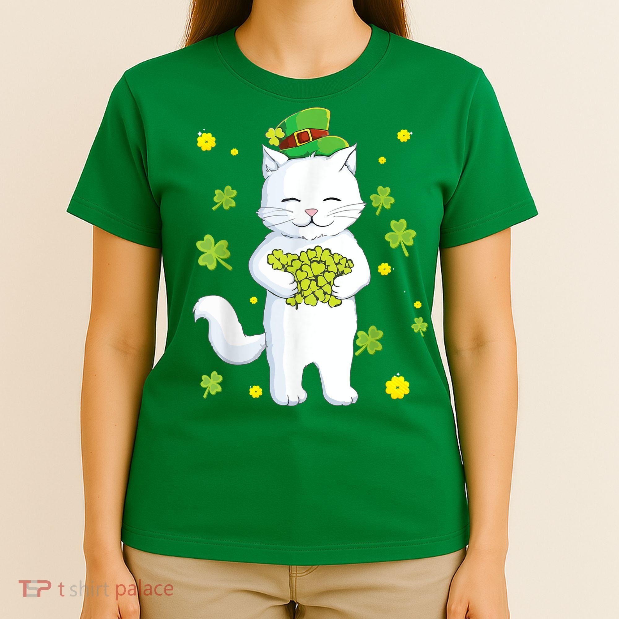 St Patrick's Day Cat Leprechaun Cat Lover Shamrock T-Shirt