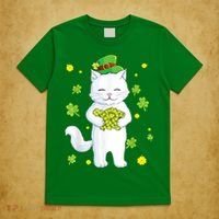 St Patrick's Day Cat Leprechaun Cat Lover Shamrock T-Shirt thumb 5