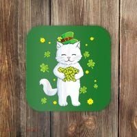 St Patrick's Day Cat Leprechaun Cat Lover Shamrock Coaster thumb 0