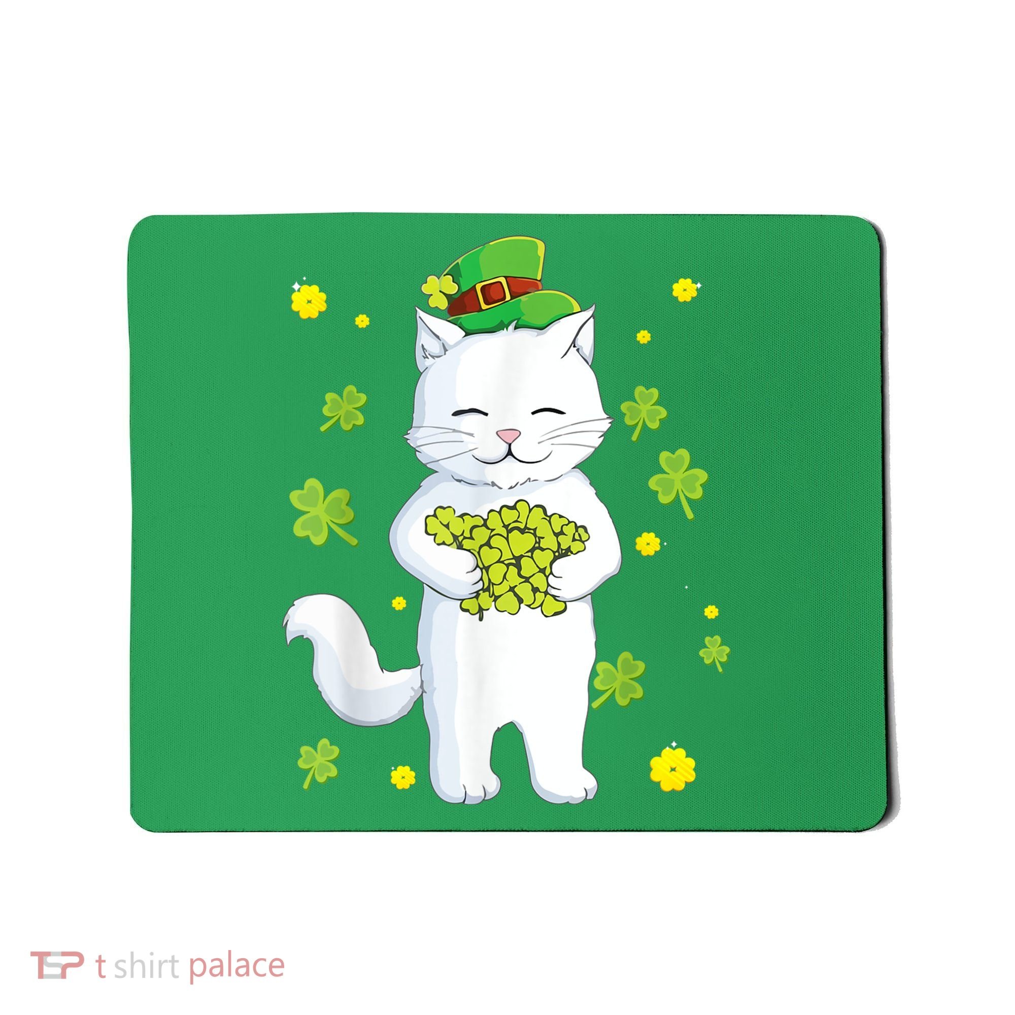 St Patrick's Day Cat Leprechaun Cat Lover Shamrock Mousepad