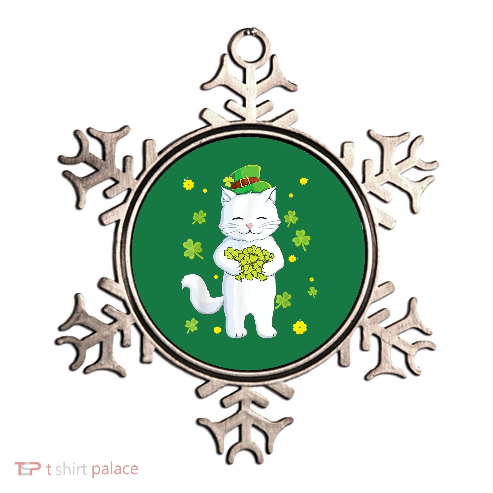 St Patrick's Day Cat Leprechaun Cat Lover Shamrock Ornament