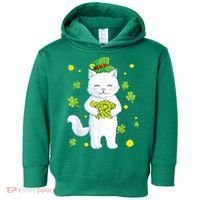 St Patrick's Day Cat Leprechaun Cat Lover Shamrock Toddler Hoodie thumb 0