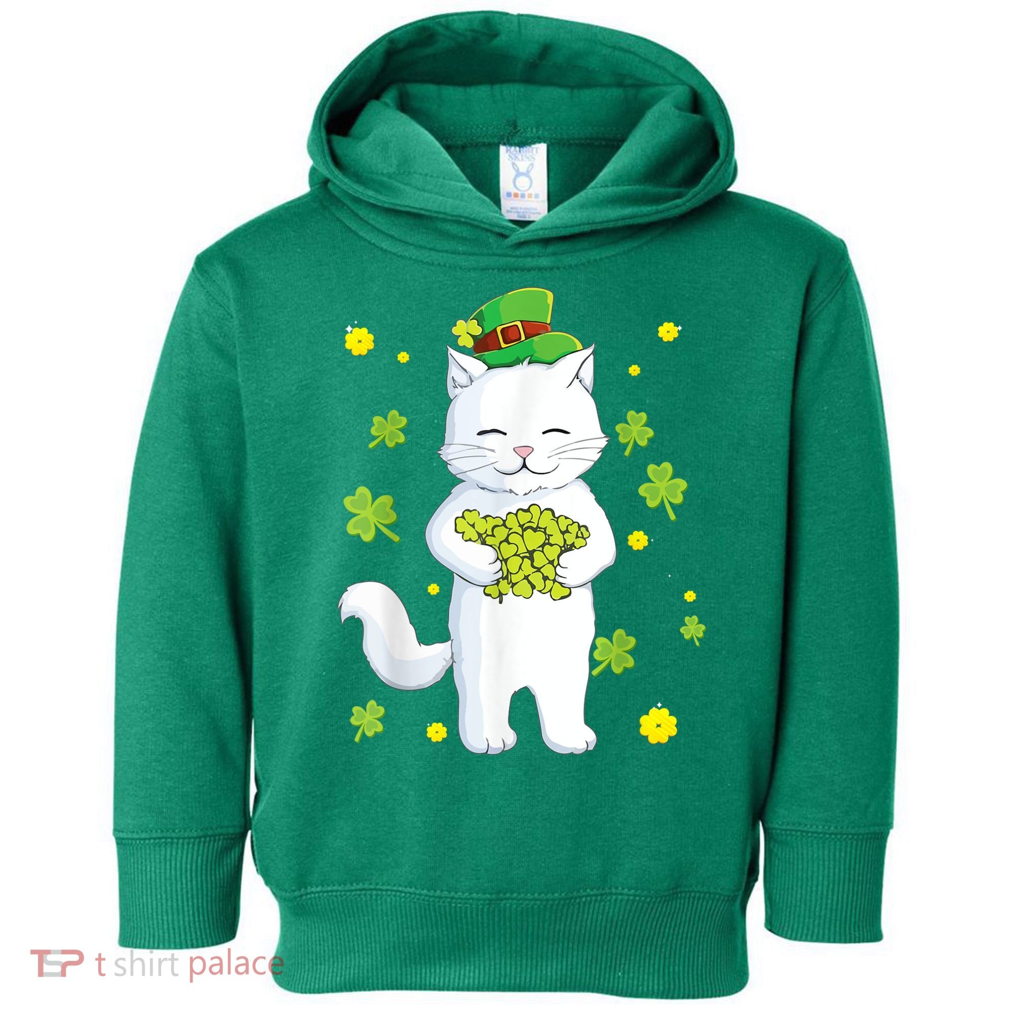 St Patrick's Day Cat Leprechaun Cat Lover Shamrock Toddler Hoodie