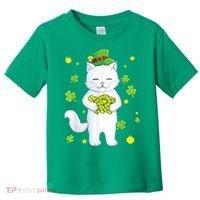 St Patrick's Day Cat Leprechaun Cat Lover Shamrock Toddler T-Shirt thumb 0