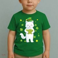 St Patrick's Day Cat Leprechaun Cat Lover Shamrock Toddler T-Shirt thumb 2