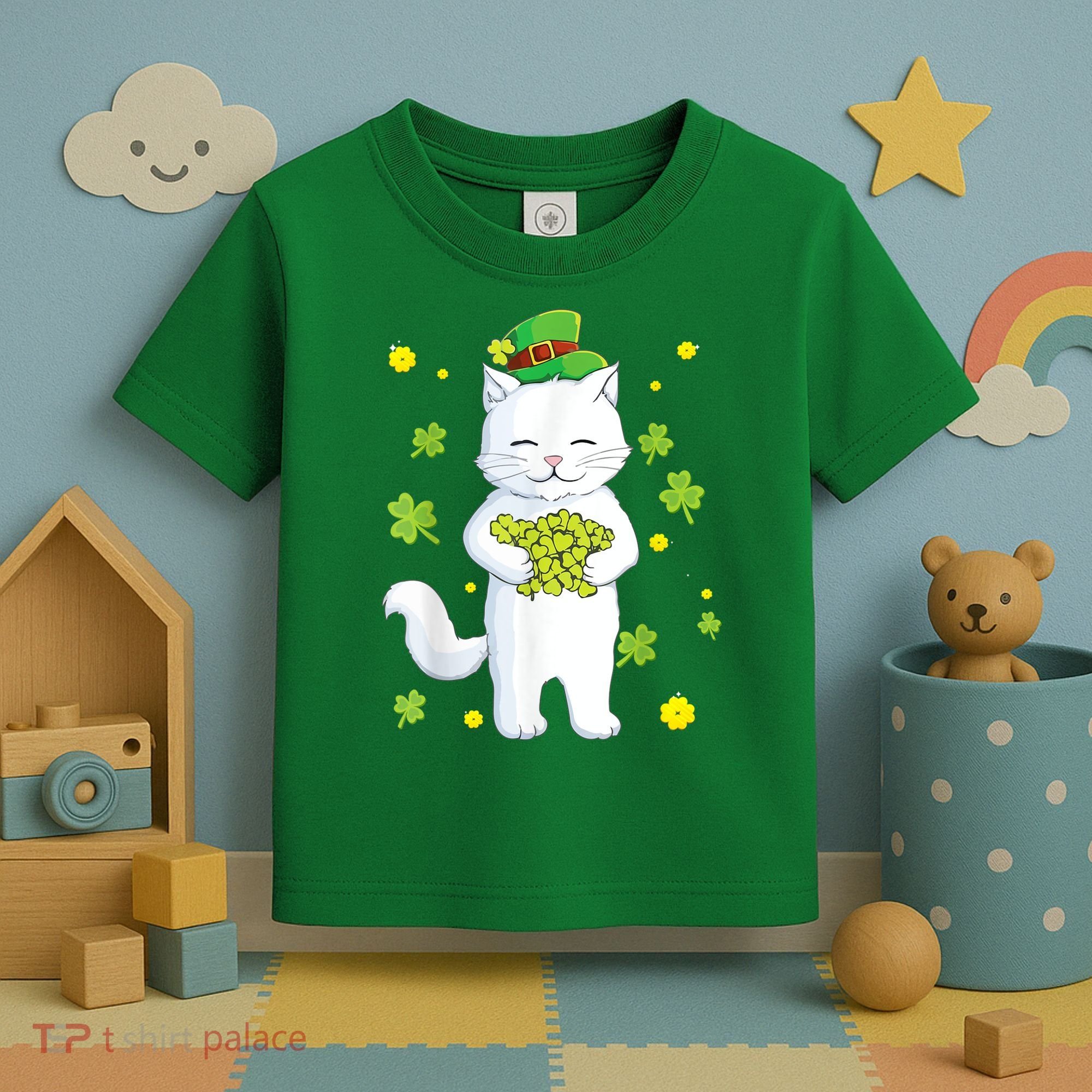 St Patrick's Day Cat Leprechaun Cat Lover Shamrock Toddler T-Shirt