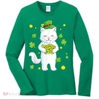 St Patrick's Day Cat Leprechaun Cat Lover Shamrock Women's Long Sleeve Shirt thumb 0