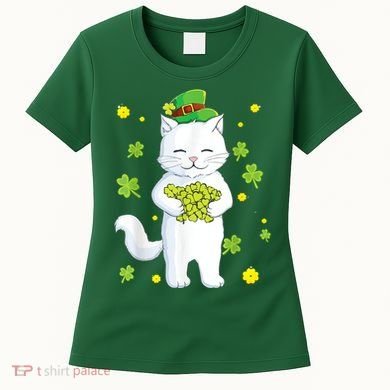 St Patrick's Day Cat Leprechaun Cat Lover Shamrock Women's T-Shirt