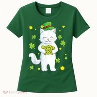 St Patrick's Day Cat Leprechaun Cat Lover Shamrock Women's T-Shirt thumb 0