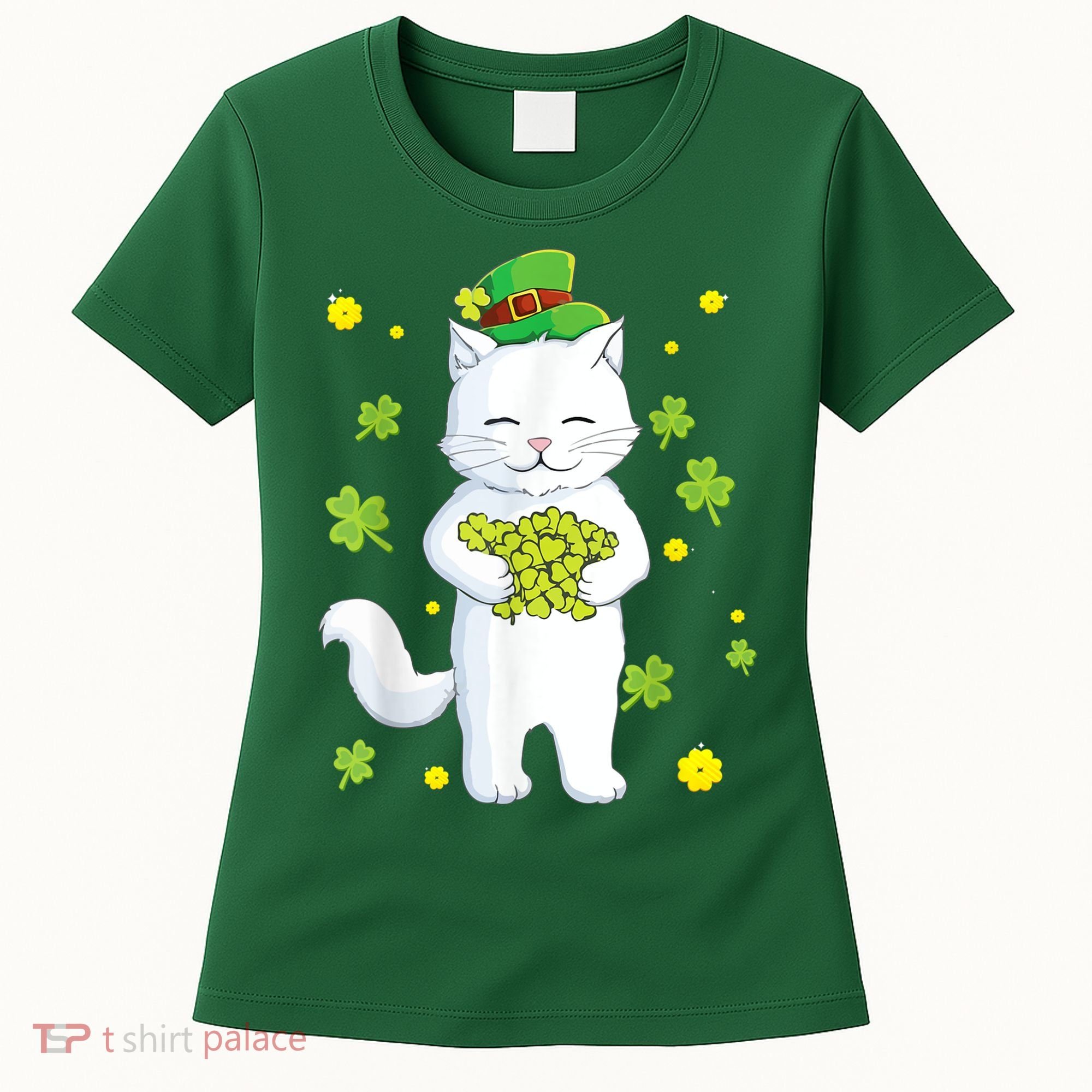 St Patrick's Day Cat Leprechaun Cat Lover Shamrock Women's T-Shirt