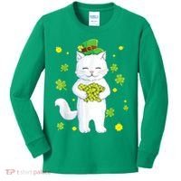 St Patrick's Day Cat Leprechaun Cat Lover Shamrock Kids Long Sleeve Shirt thumb 0