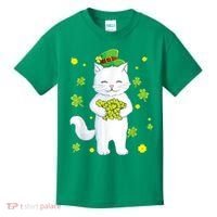 St Patrick's Day Cat Leprechaun Cat Lover Shamrock Kids T-Shirt thumb 0