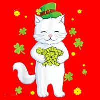 St Patrick's Day Cat Leprechaun Cat Lover Shamrock Santa Hat thumb 1